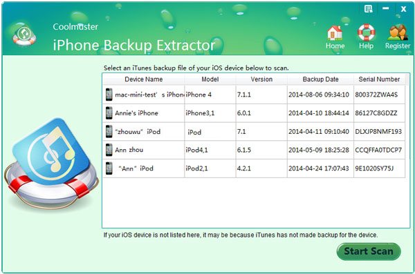 Coolmuster iPhone Backup Extractor Screenshot