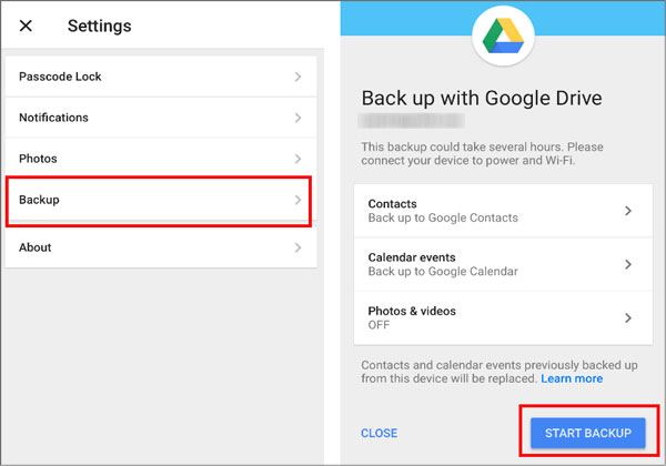 back up your iphone via google drive