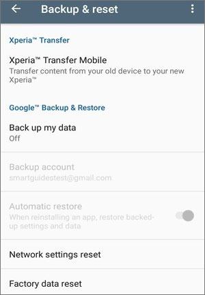 reset the phone if sony xperia transfer is not working