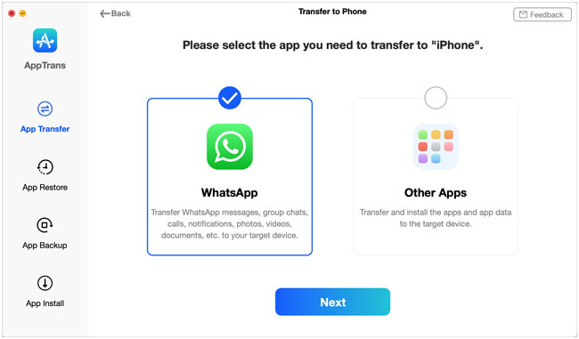 apptrans whatsapp data transfer software