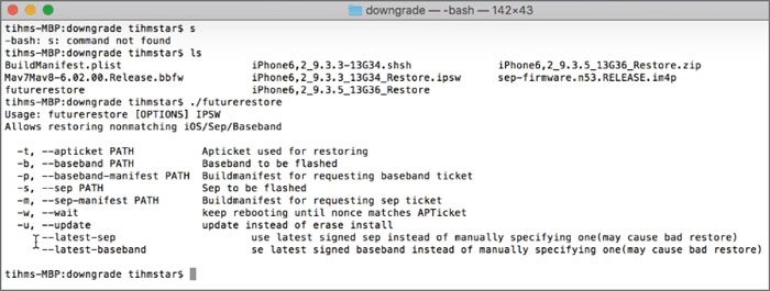 futurerestore degrade iphone software