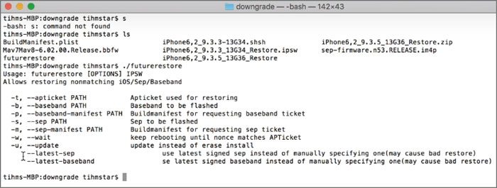 futurerestore ios downgrade program for mac