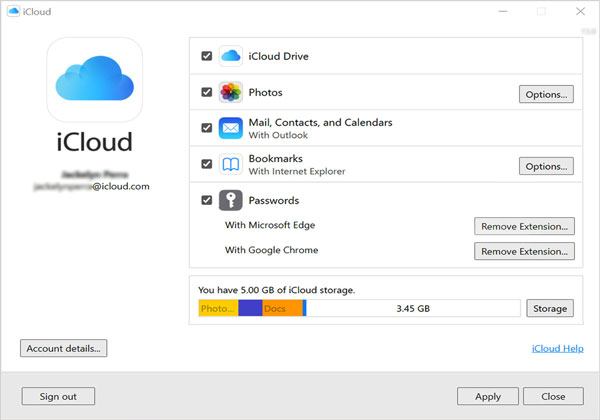 see icloud backups on windows