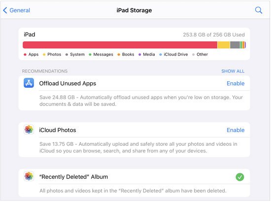 iPad で未使用のアプリ機能をオフロードできるようにする