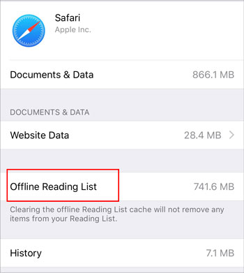 delete offline data when the iphone storage is full