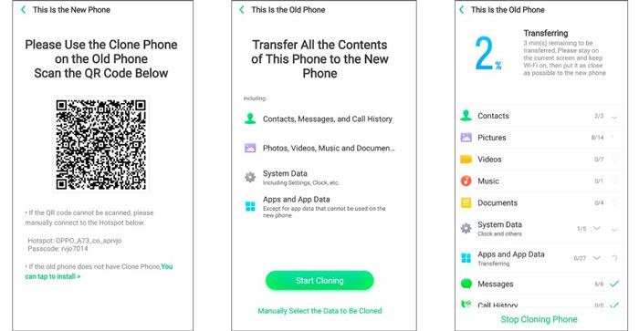 clone samsung data to realme via oppo clone phone app