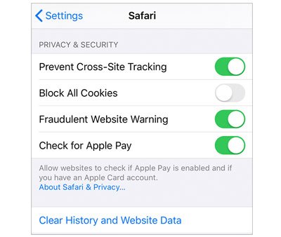 clear safari history and website data to repair error code 56