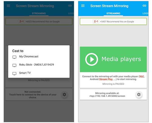 display the android screen on computer via screen stream mirroring