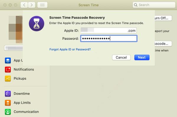 reset the screen time passcode on mac