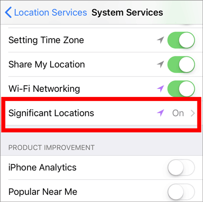 view your location history on iphone via settings