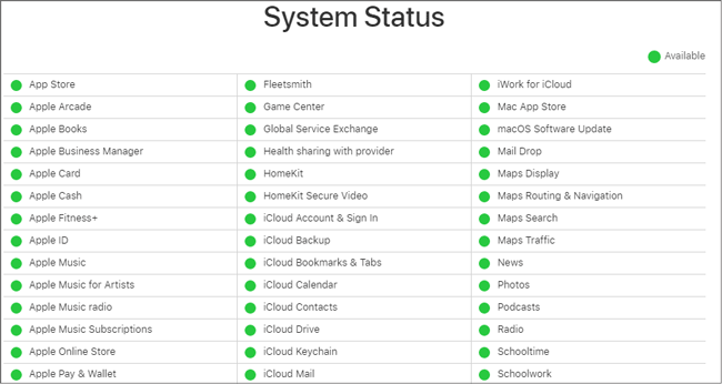 check apple system status