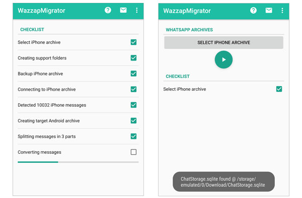 use wazzapmigrator to copy whatsapp data