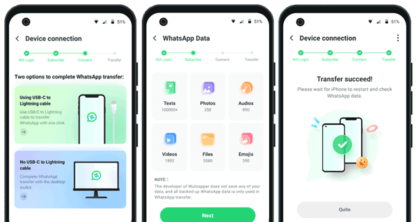 transfer whatsapp from android to iphone without pc