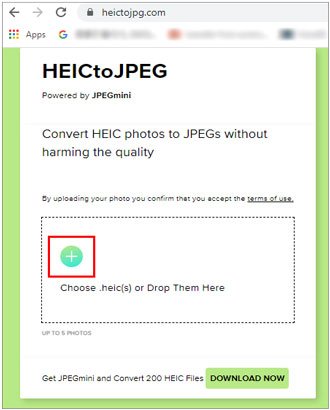 open heic files in android online with the heictojpg web