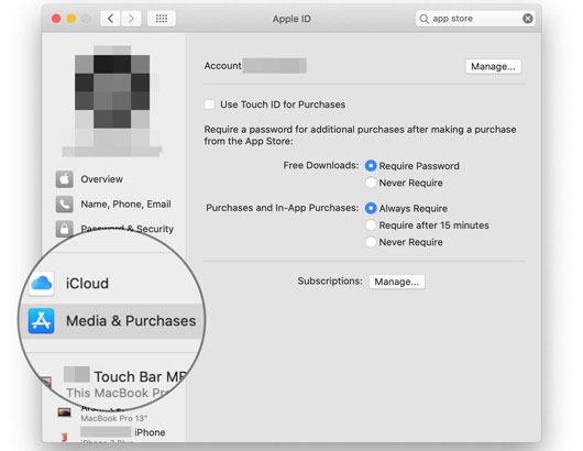 set a password for itunes and app store on mac