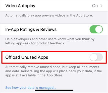 offload unused app to fix iphone says not enough storage for update but there is