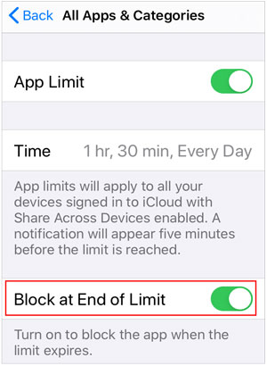 block apps when timeout to keep screen time from hacking