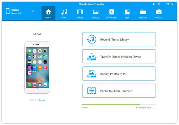 use dr fone transfer app to move photos from iphone to pc