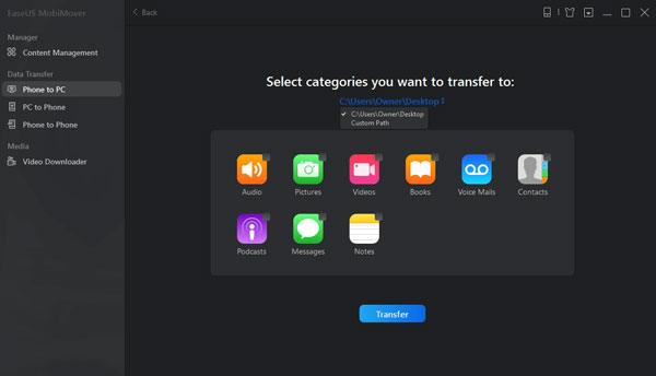 the easeus mobimover software for transferring pictures from iphone to laptop
