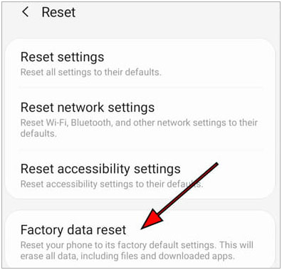 click on factory data reset
