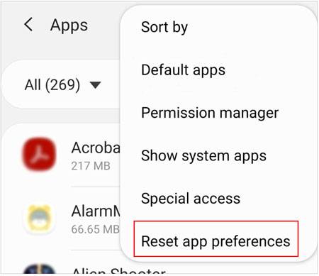 reset app preferences when the phone reboots itself