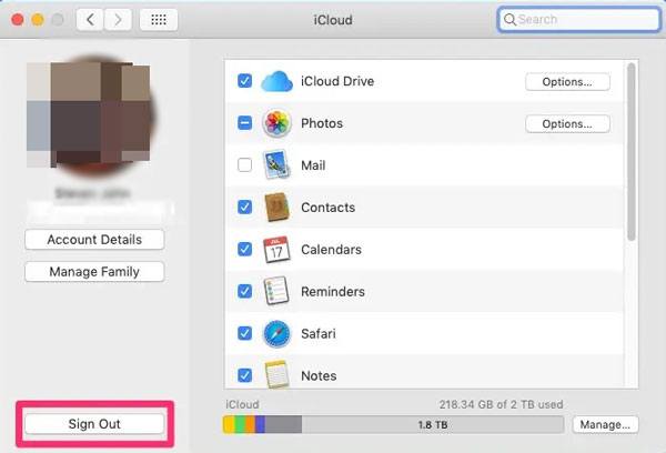log out of icloud from mac