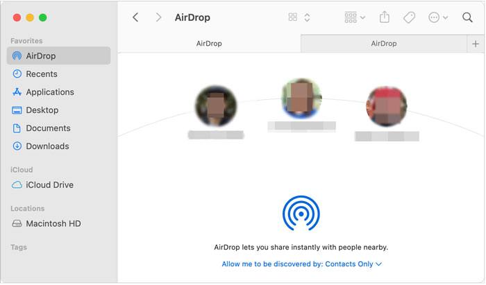 airdrop feature on mac finder