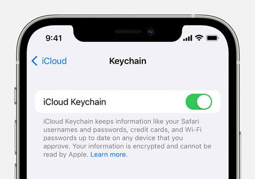 get passwords on a new iphone via icloud keychain