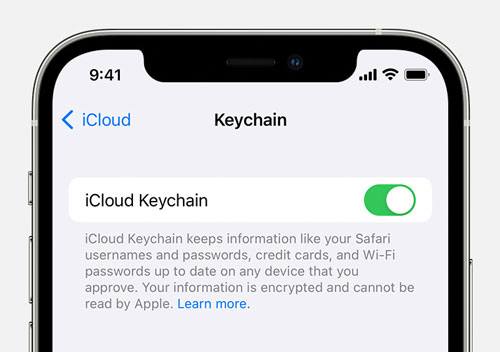 turn on key chain in icloud