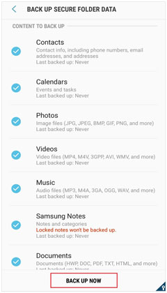 back up the secure folder data on your samsung device