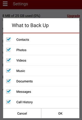 sync data from motorola to lg via verizon backup assistant