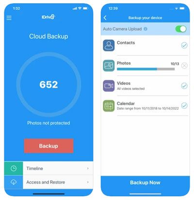idrive oneline backup app for iphone contacts backup