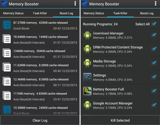 memory booster is a helpful android junk cleaner