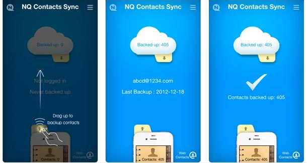 import contacts to another iphone via nq contacts sync