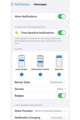 iOS 18で通知が表示されない問題を修正するためにアプリの通知を許可します