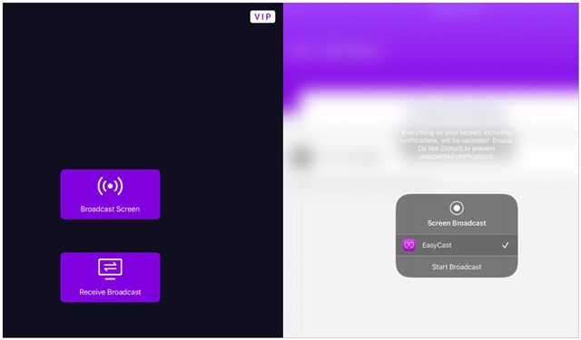 screen mirror from iphone to ipad via easycast