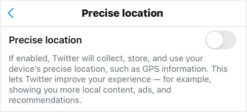 turn on precise location on twitter