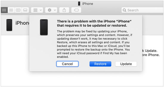 erase the lock of the iphone via finder on mac