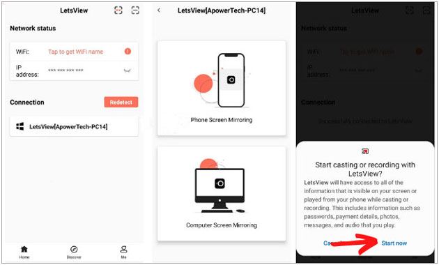 mirror phone to pc via letsview