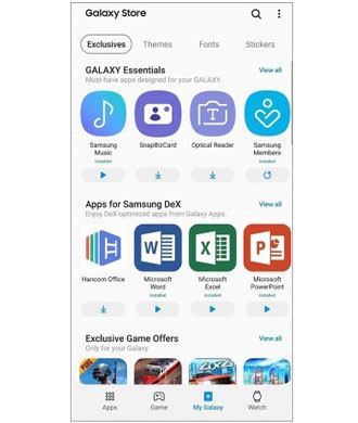 remove apps from samsung phone using galaxy store