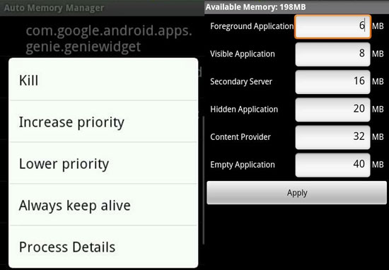 auto memory manager for android