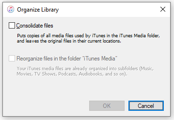 consolidate the files on your computer to fix apple itunes error 54