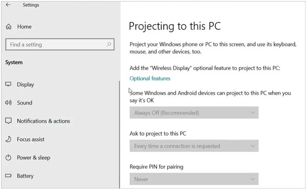 share android screen to windows 10 or 11 via the built in connect feature