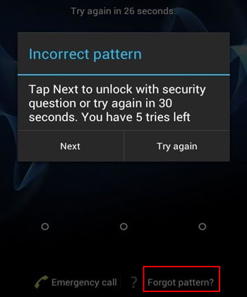 tap on forgot pattern