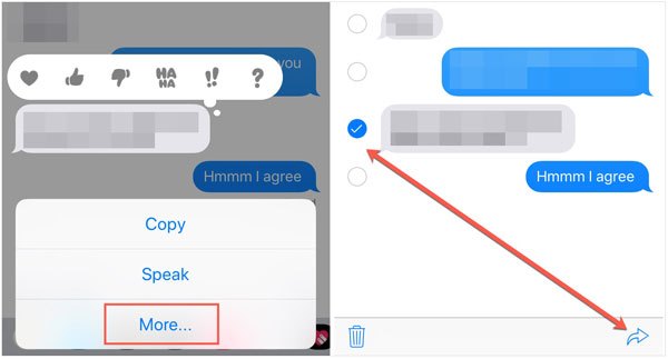 forword old messages from iphone to ipad