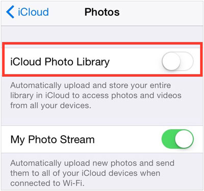 turn on the icloud photo library option