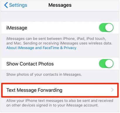 get text messages on both iphone and ipad via settings