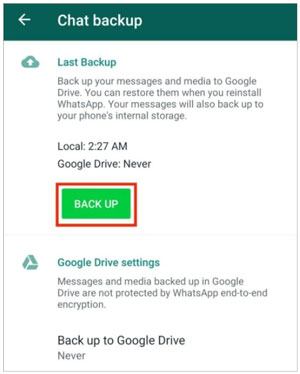 whatsapp chat backup on android