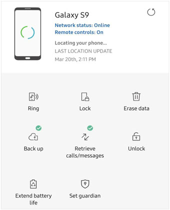 remove all data from samsung phone via find my mobile