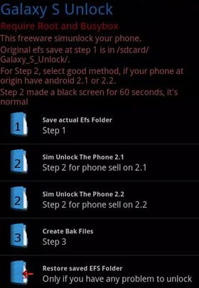remove sim lock on android via galaxy s unlock app